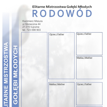 Rodowód: Elitarne Mistrzostwa Gołębi Młodych